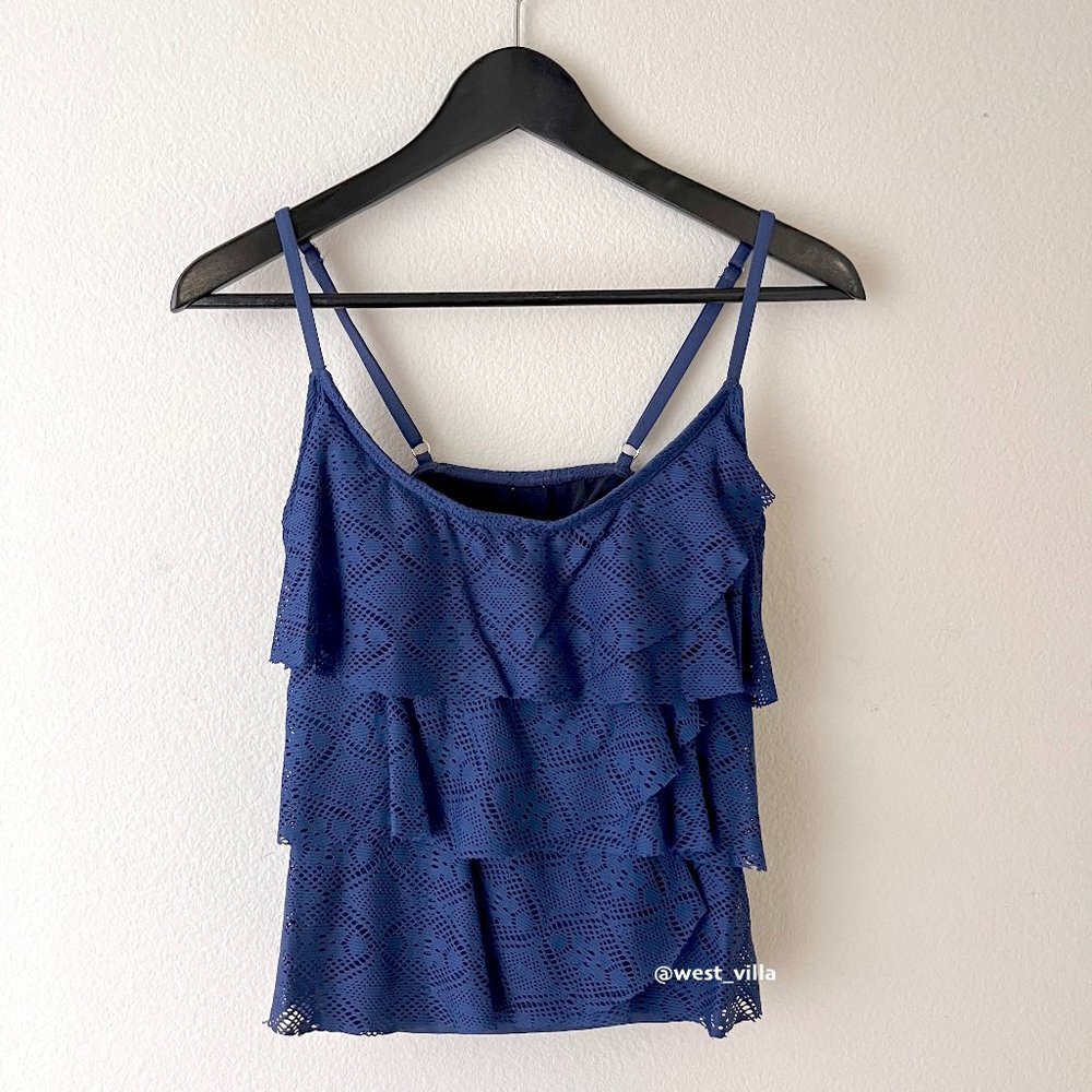 Jones New York Swimsuit Ruffles Bikini Tankini Navy Blue 8